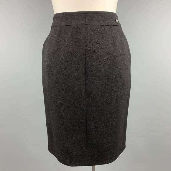 CHANEL Other - CHANEL  L Black Sparkle Wool Pencil Skirt